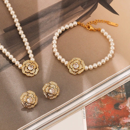 High - end personalized retro flower pearl necklace - jewelry - weilin.com
