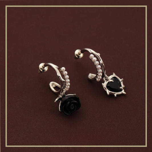High - end retro heart flower pearl earrings - jewelry - weilin.com
