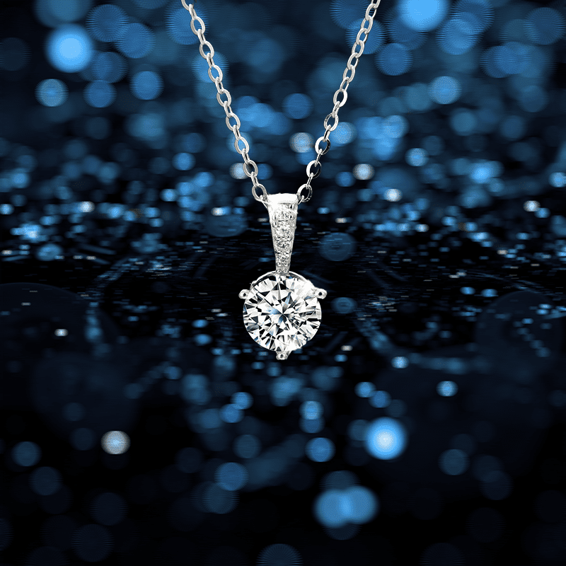Internet celebrity fashion single zircon pendant necklace - jewelry - weilin.com
