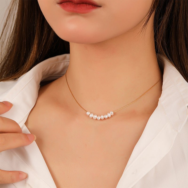 Luxury women's natural freshwater pearl necklace - jewelry - weilin.com
