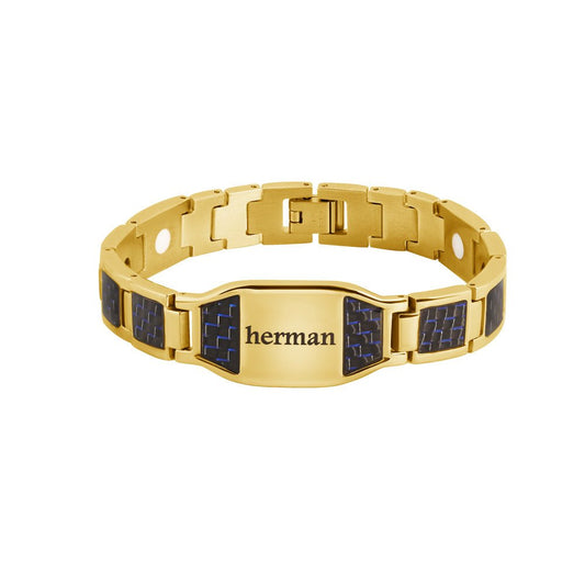 Men's engraved leather strap bracelet - jewelry - weilin.com