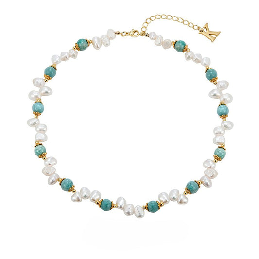 Natural stone pearl hip - hop necklace - jewelry - weilin.com