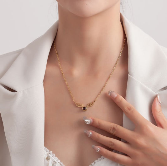 Photo projection antler necklace - jewelry - weilin.com