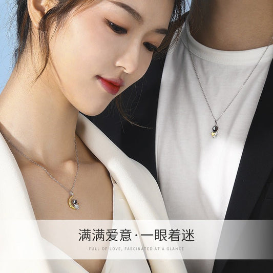 Photo Projection Astronaut Couple Necklace - jewelry - weilin.com