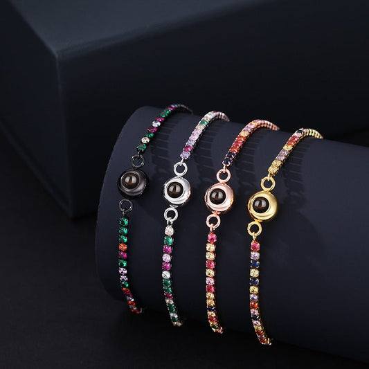 Photo Projection Colored Moissanite Bracelet - jewelry - weilin.com