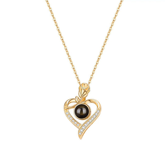 Photo projection heart rose necklace - jewelry - weilin.com