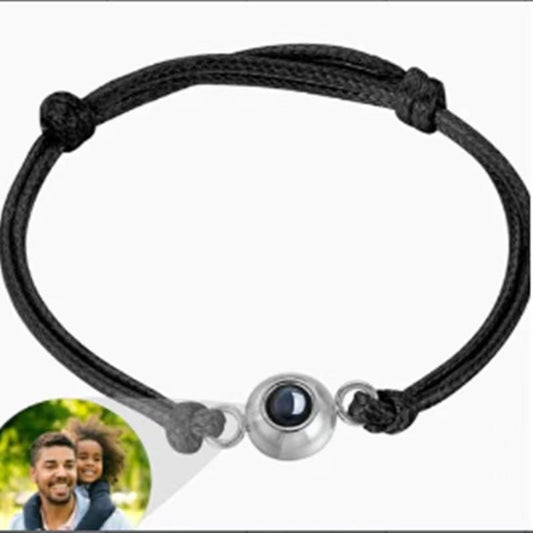 Photo projection pearl woven cord bracelet - jewelry - weilin.com