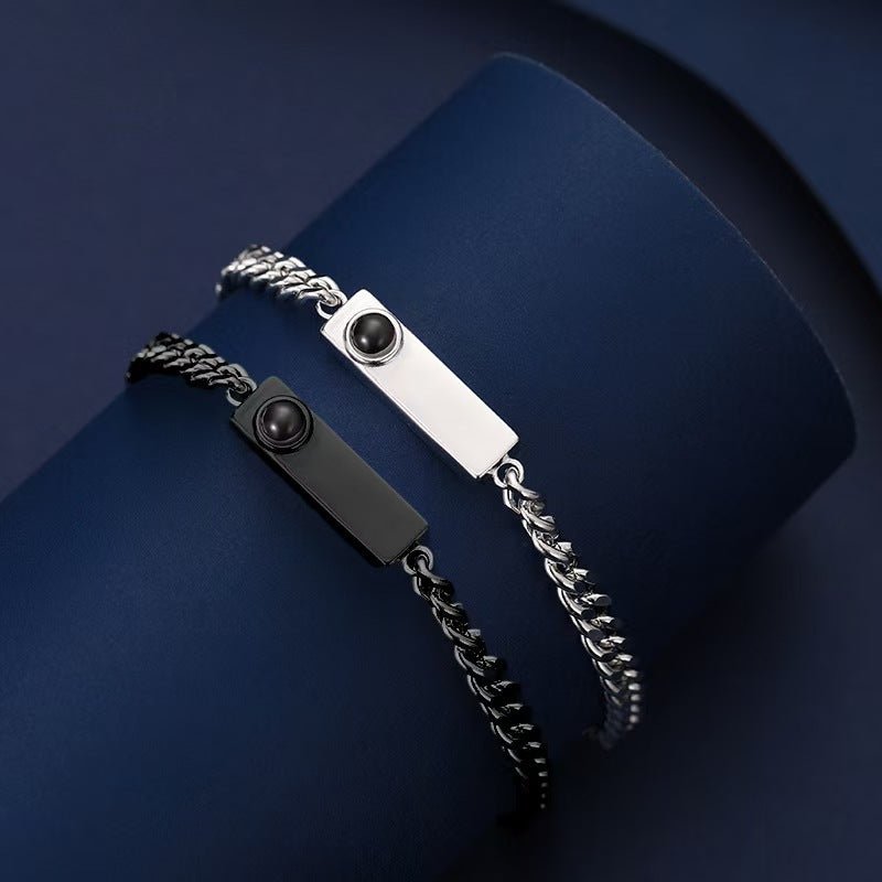 Photo projection square plate dragonbone bracelet - jewelry - weilin.com