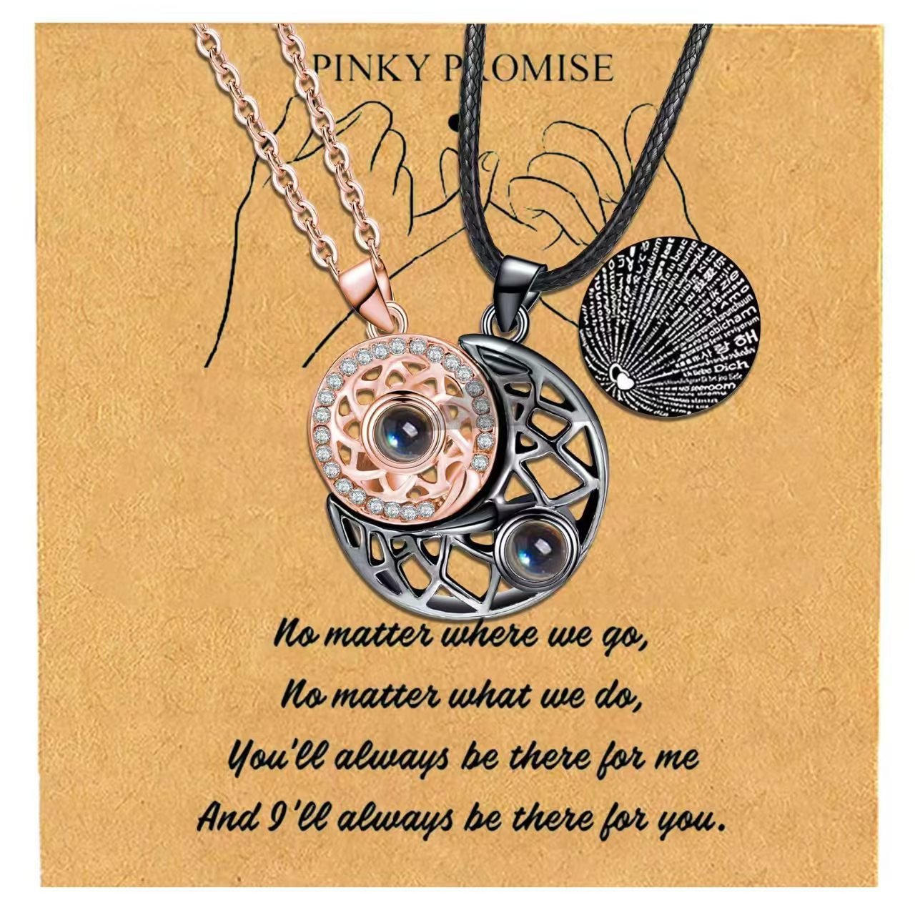 Photo projection sun and moon necklace - jewelry - weilin.com