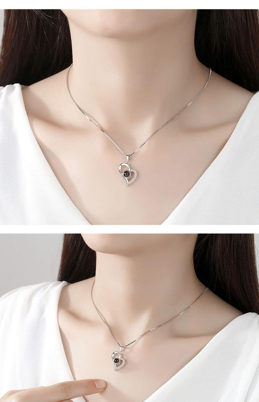 Photo projection zircon heart necklace - jewelry - weilin.com
