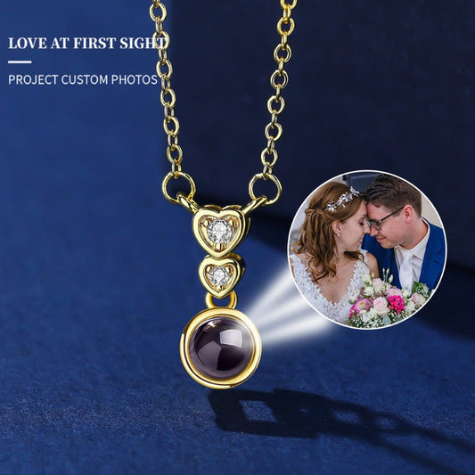 Photo Projection Zircon Heart - shaped Necklace - jewelry - weilin.com