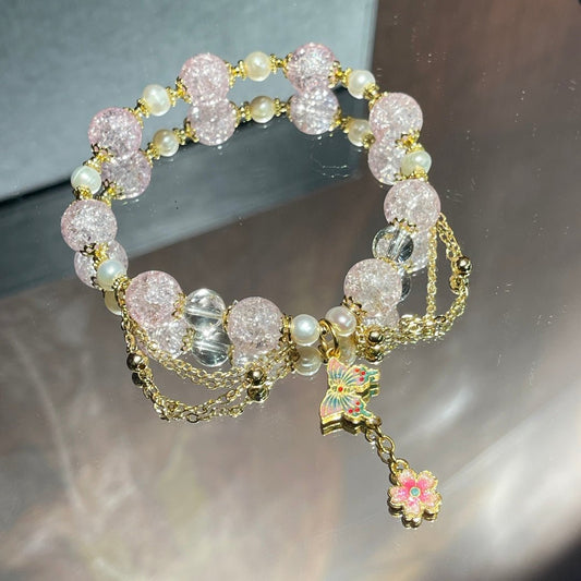 Pink glass bracelet - jewelry - weilin.com