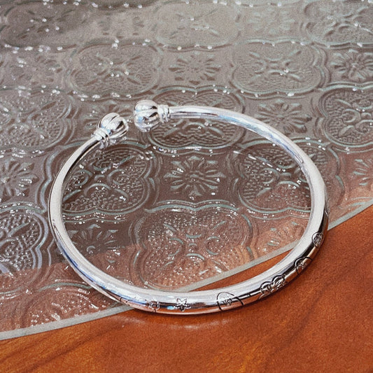 Pumpkin head open bracelet pure silver - jewelry - weilin.com