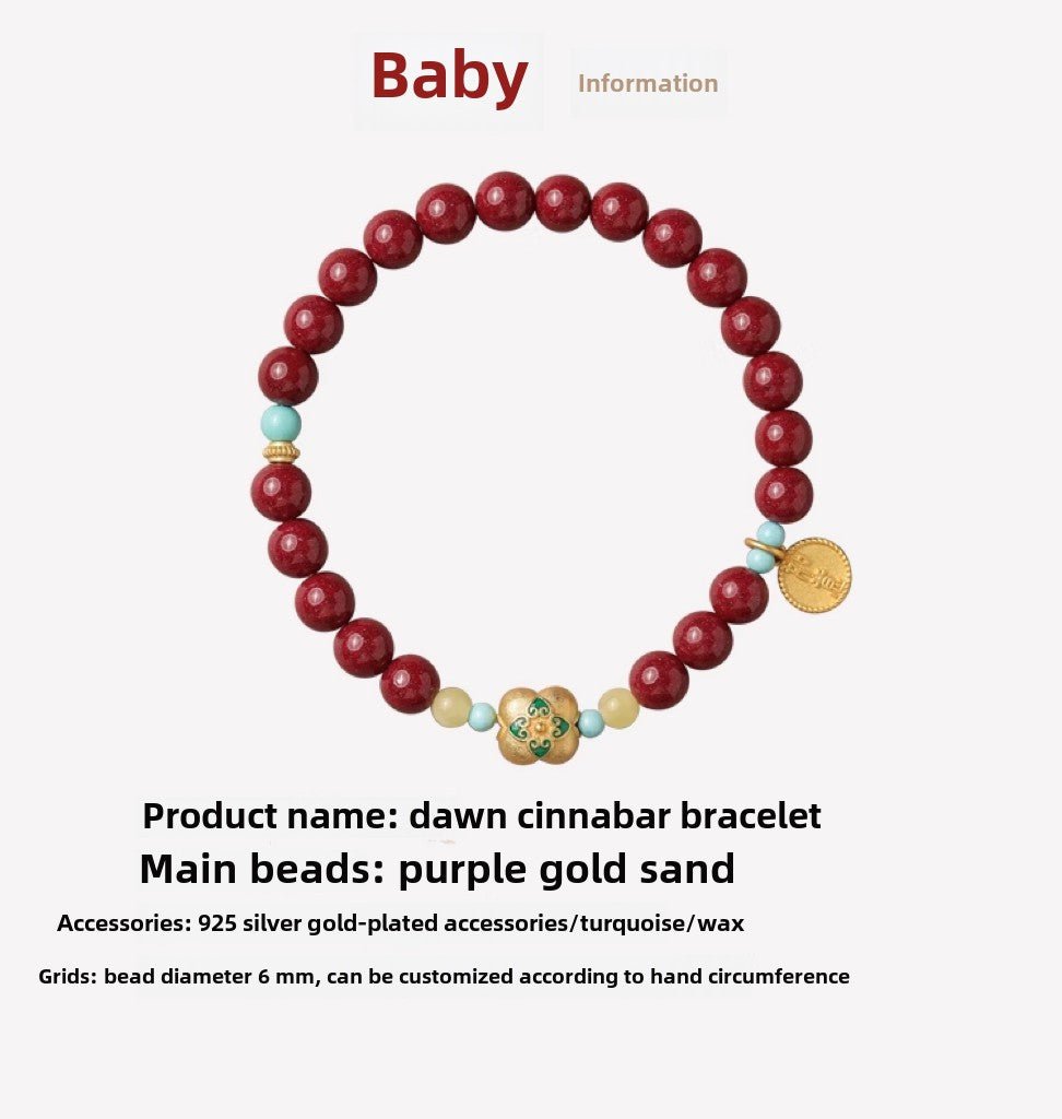 Retro Chinese style purple gold sand cinnabar hand everything goes well bracelet for women - jewelry - weilin.com
