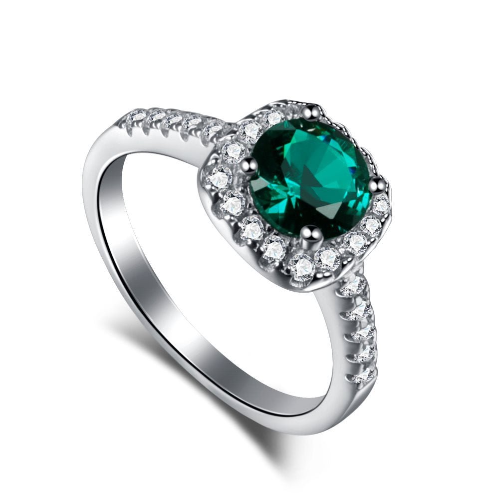 Retro high - end zircon emerald ring - jewelry - weilin.com
