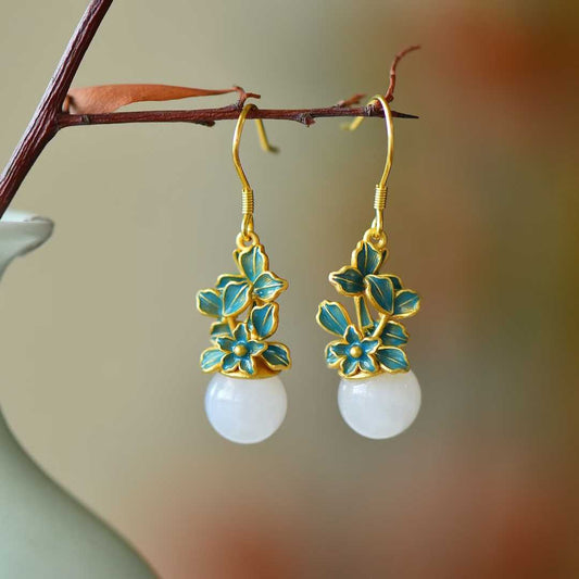 S925 Sterling Silver Hetian Jade "Spring" Three - Piece Jewelry Set - Jewelry Weilin