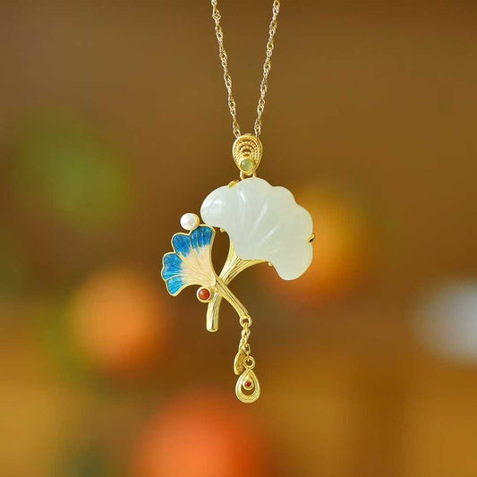 S925 Sterling Silver Hetian Jade Three Lives Fortune Apricot Pendant - Jewelry Weilin