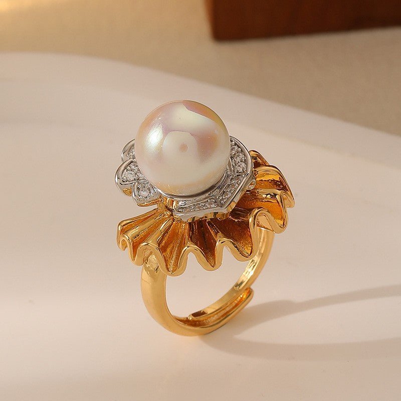 Simple and elegant freshwater pearl zircon earrings - jewelry - weilin.com