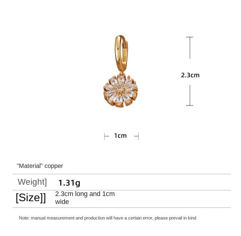 Simple and fashionable zircon flower earrings - jewelry - weilin.com