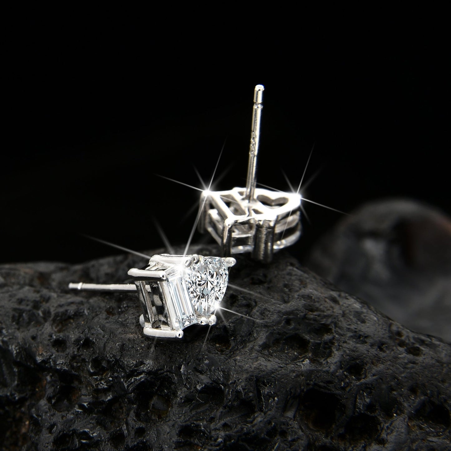 Simple high - end peach heart cubic zirconia earrings - jewelry - weilin.com