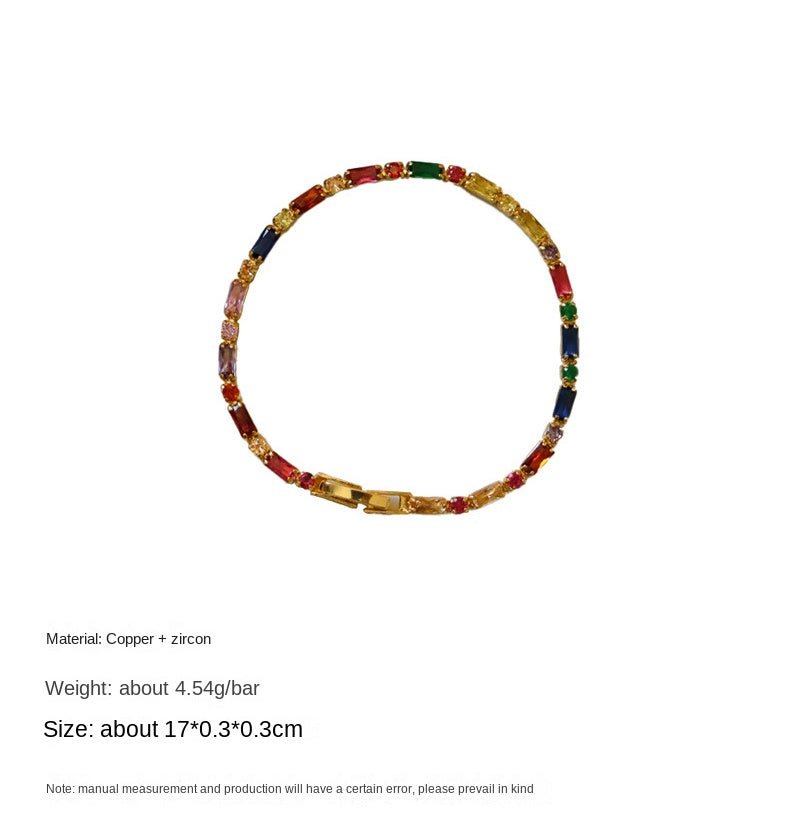 Simple retro personality colorful zircon bracelet - jewelry - weilin.com