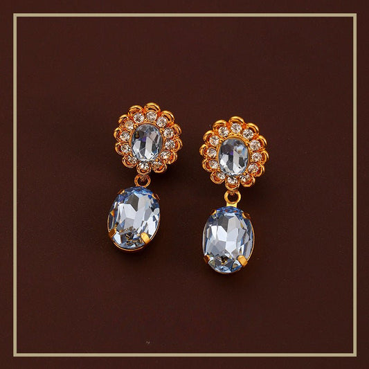 Temperament retro exquisite zircon water drop flower earrings - jewelry - weilin.com