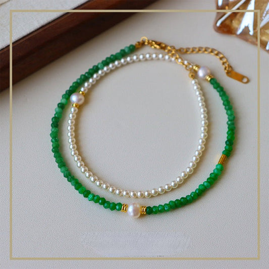Temperament retro two - color natural stone beaded necklace - jewelry - weilin.com