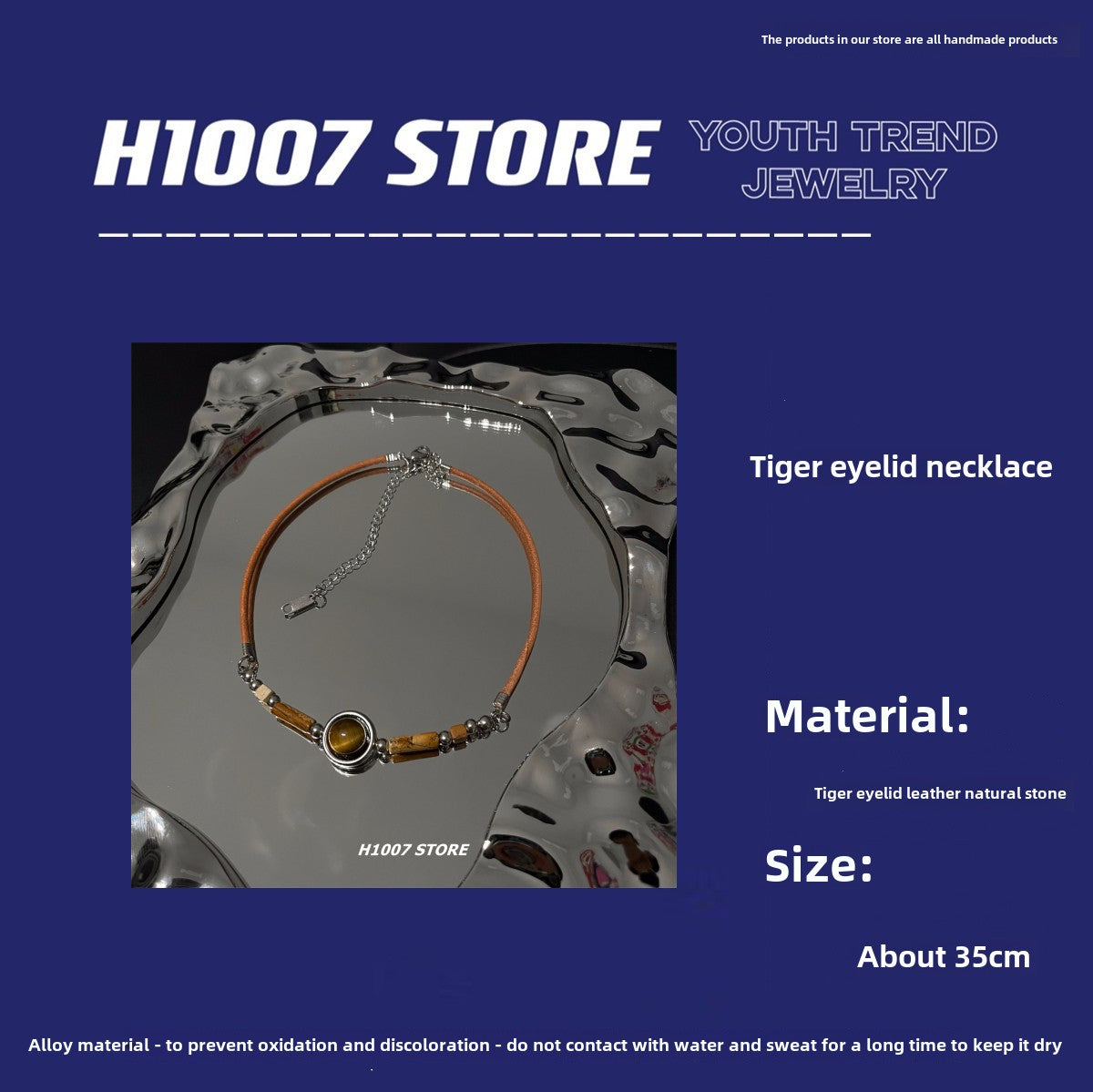 New Chinese style tiger eye stone braided rope necklace