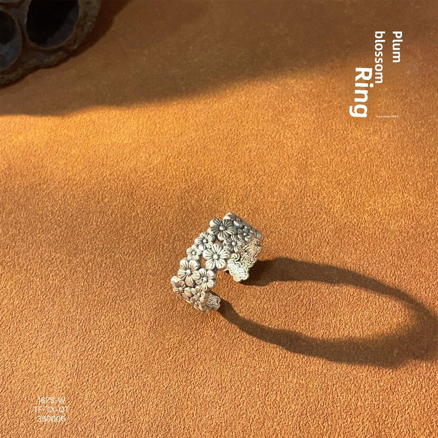 New Chinese style plum blossom sterling silver ring