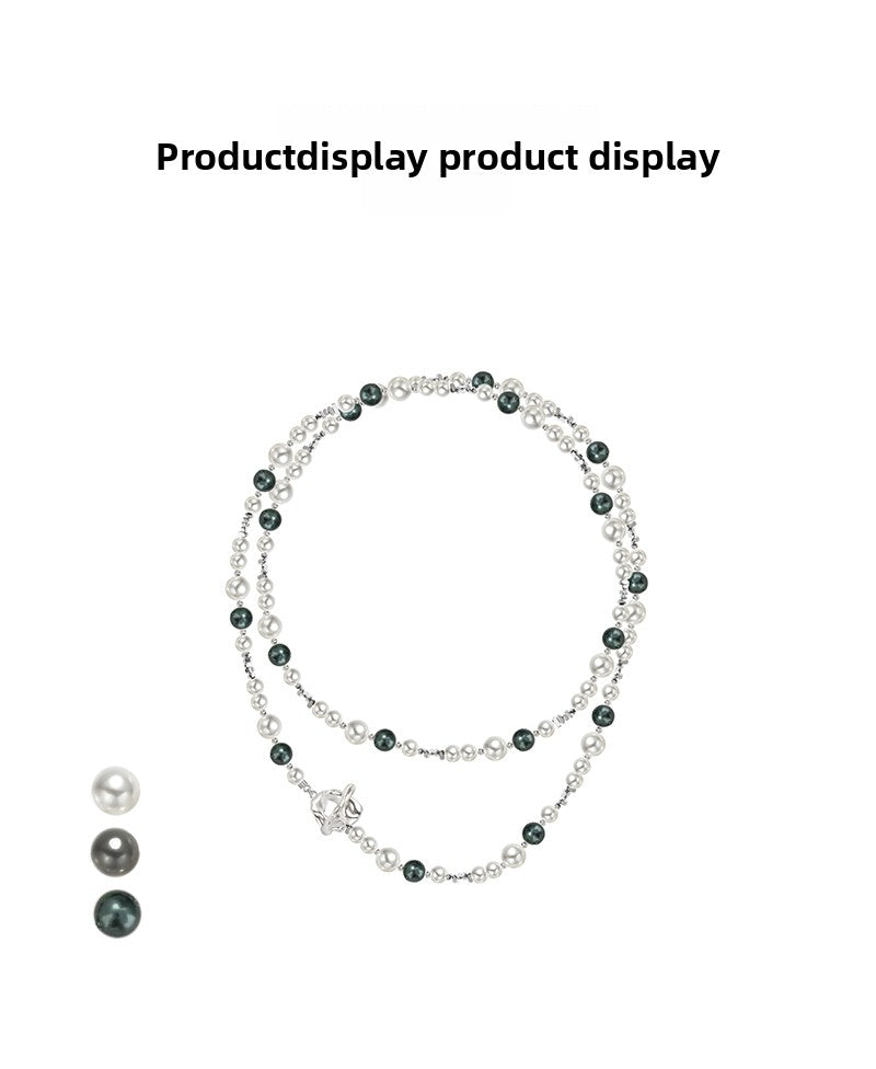 Colored pearl stacking necklace for clothing