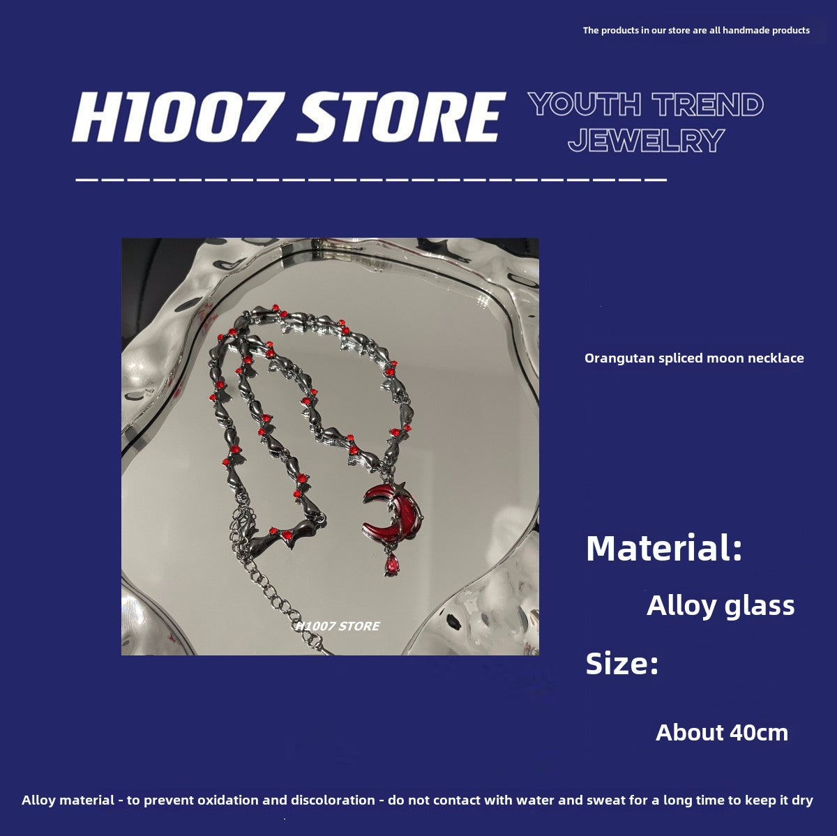 Hip Hop Dark Star Moon Necklace