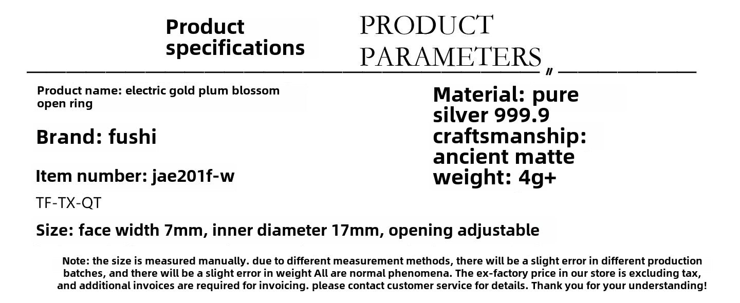 Plum blossom open sterling silver ring