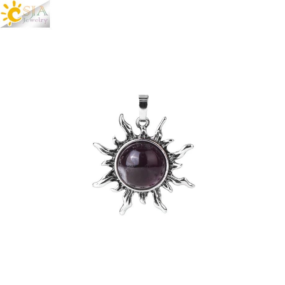Vintage Amethyst Sunflower Pendant - jewelry - weilin.com