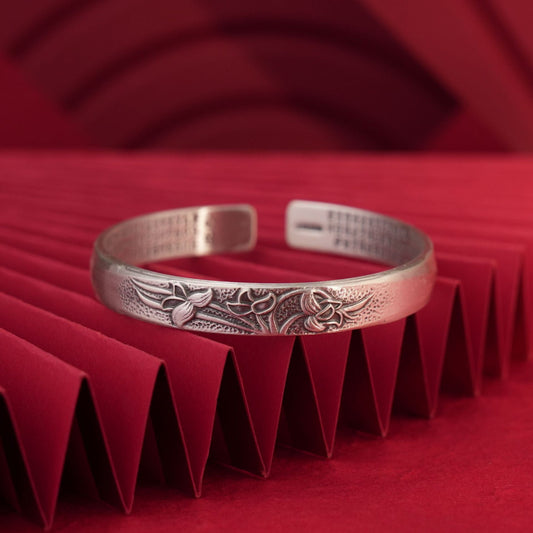 Vintage Frosted Flower Sterling Silver Bracelet - jewelry - weilin.com