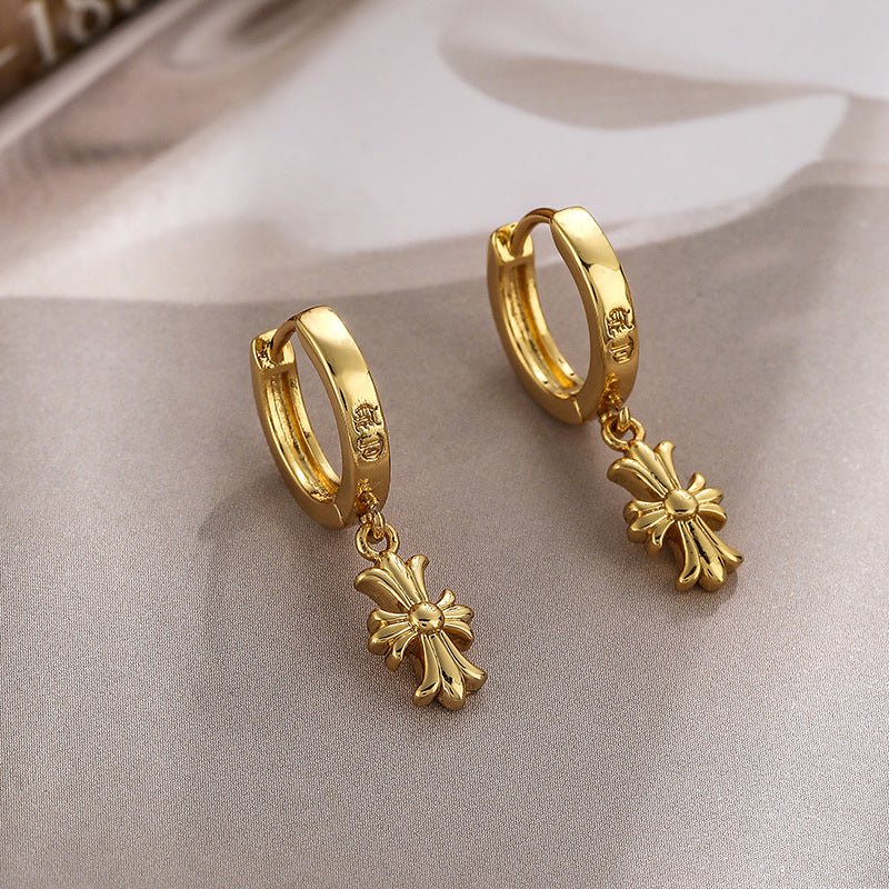 Vintage Personalized Chrome Hearts Cross Earrings - jewelry - weilin.com