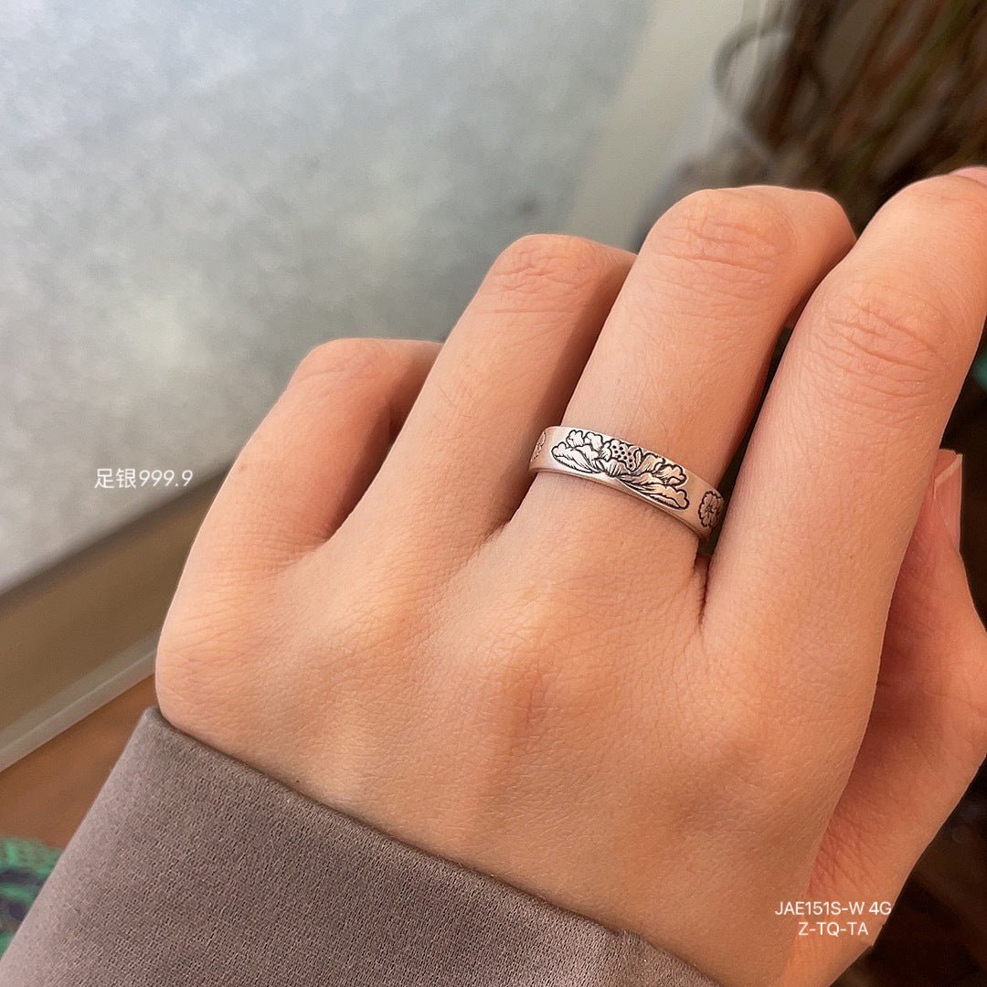 Vintage Scripture Sterling Silver Loose Ring - jewelry - weilin.com