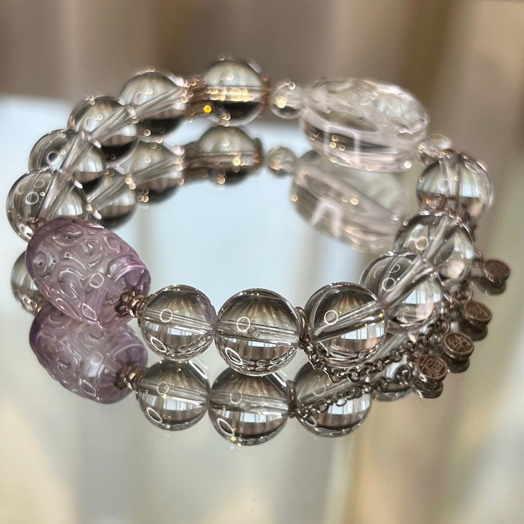 White crystal Phoenix engraved bracelet - jewelry - weilin.com