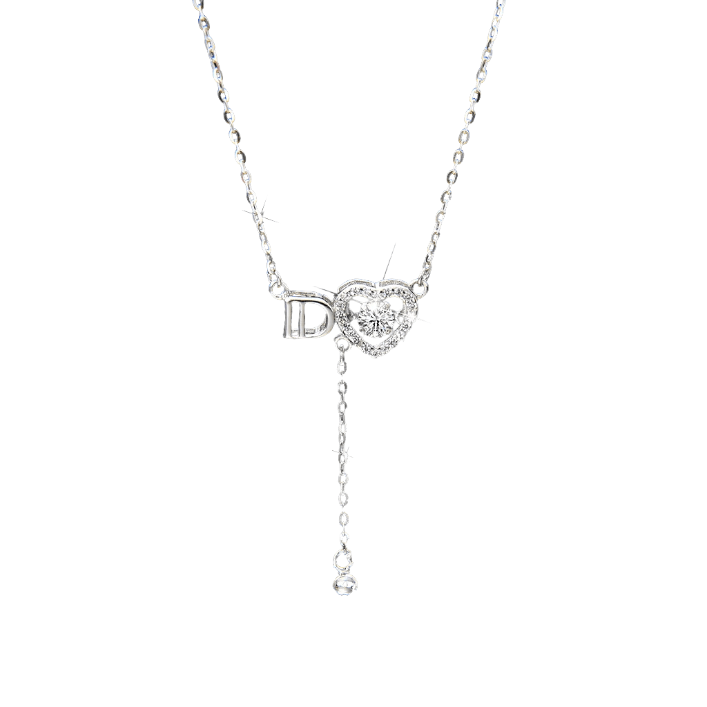 Women's exquisite zirconia ID letter heart necklace - jewelry - weilin.com