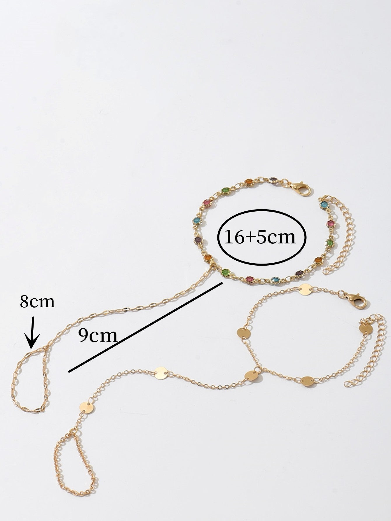 Zircon Four - Leaf Clover Colored Diamond Finger Necklace - jewelry - weilin.com