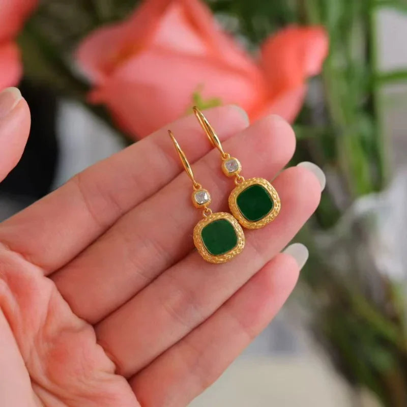 Natural Jadeite Earrings in 925 Sterling Silver — Type A Burmese Jadeite Collection | Jewelry Weilin