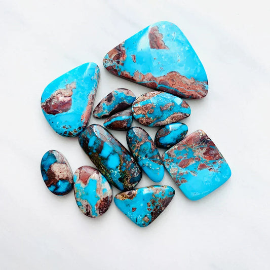 Natural Turquoise gemstone with matrix patterns - authentic Persian and American turquoise jewelry collection
