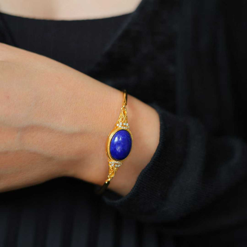 Natural Lapis Lazuli gemstone with golden pyrite - authentic Afghan Lapis jewelry collection