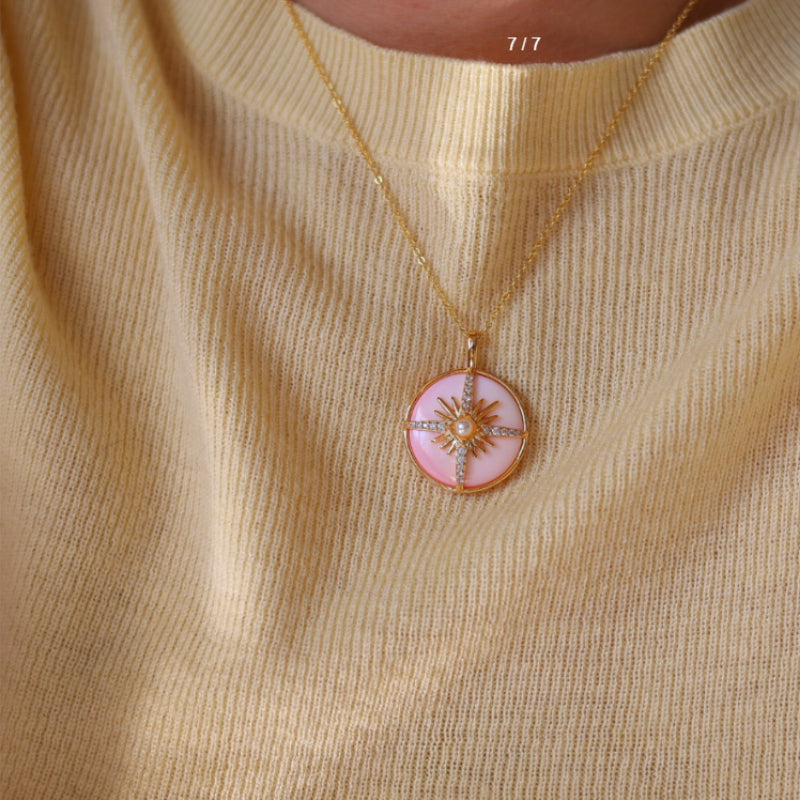 Natural Queen Shell Eight-Pointed Star Pendant