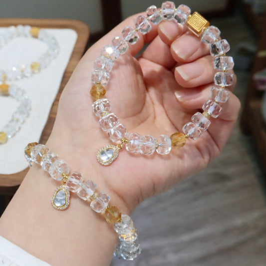Natural White Crystal Faceted Bracelet
