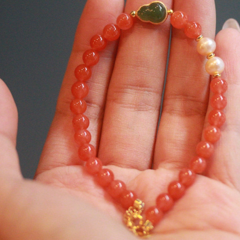 Natural Sichuan Nanhong Agate Bracelet