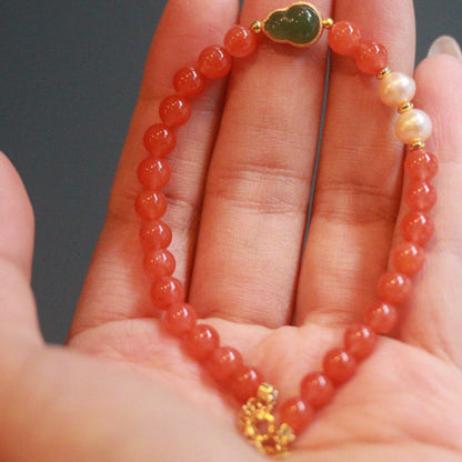 Natural Sichuan Nanhong Agate Bracelet