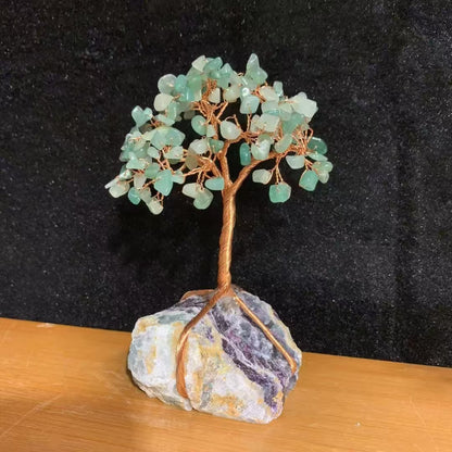 Natural Fluorite Wire-Wrapped Stone Tree Pendant