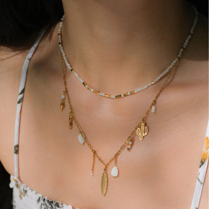 White light golden leaf necklace