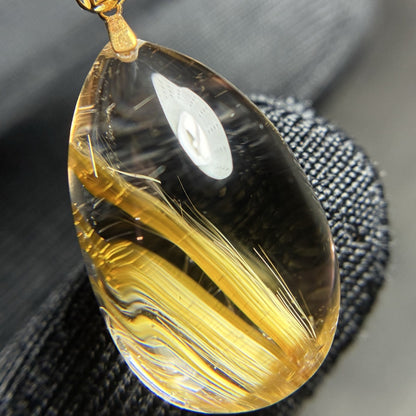Natural Rutilated Quartz Teardrop Collarbone Pendant
