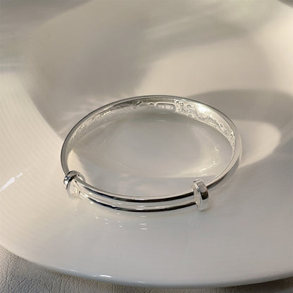 Fashionable Dragon and Phoenix Push-Pull Sterling Silver Bracelet